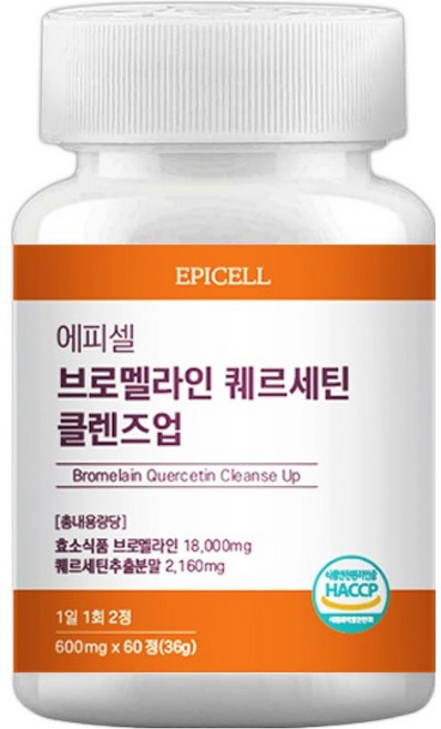 Epicell 鳳梨蛋白酶 槲皮素 淨化營養補充品 60入, 36g, 1個