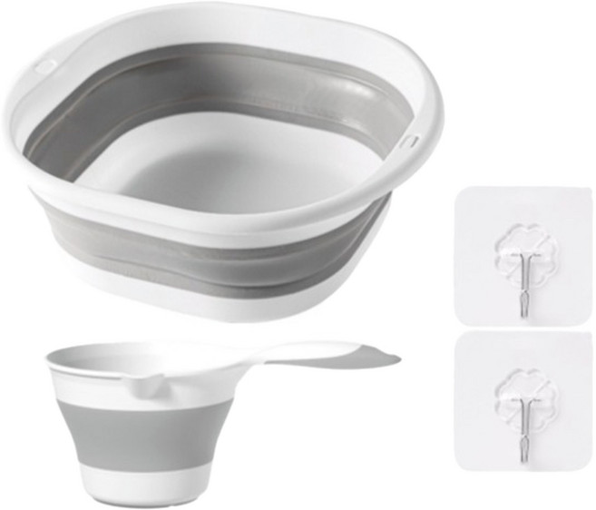 지리즈 접이식 폴딩 대야 + 바가지 세트, 그레이, 1세트