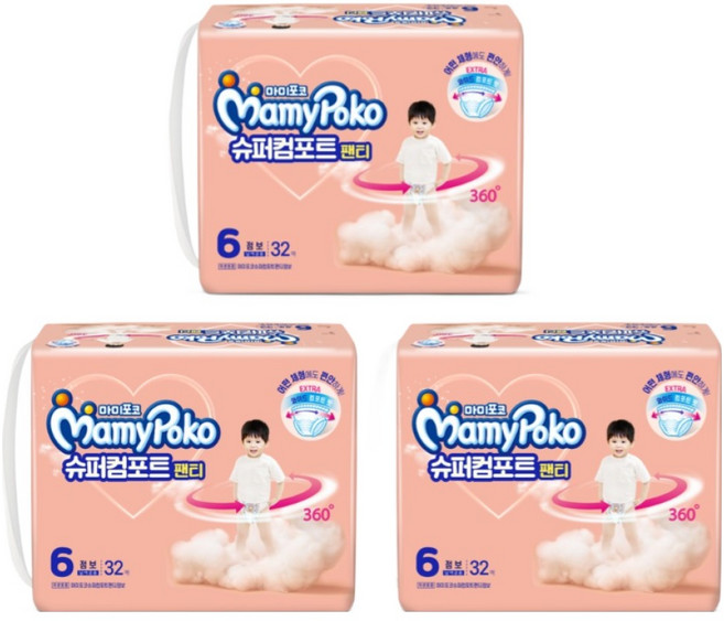 마미포코 뉴 슈퍼컴포트 팬티형 기저귀 점보 남녀공용, 6단계, 96매
