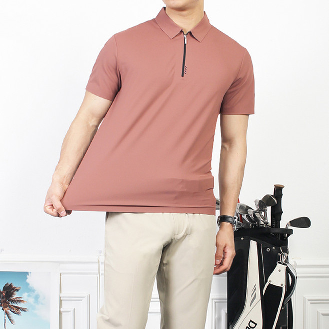 마인플로우 남성용 기능성 반팔 BL 하프 집업 숏 슬리브 카라티