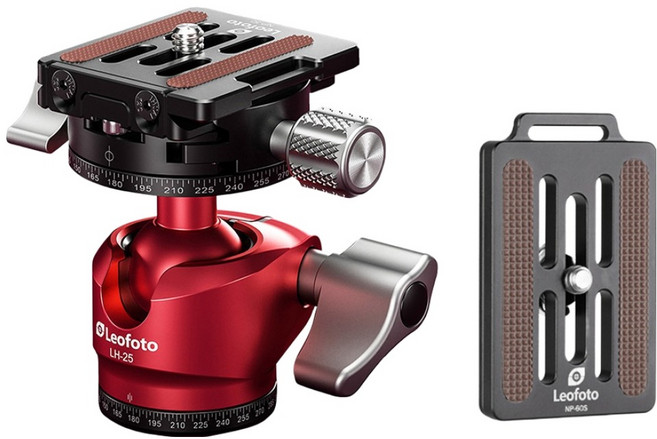 레오포토 볼헤드 + 플레이트 세트 레드, 1세트, LH-25R+NP-50