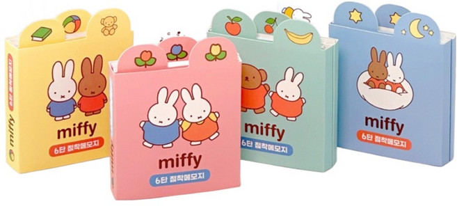 아이토빅 미피 6단 점착 메모지 4종 세트, 혼합색상, 1세트