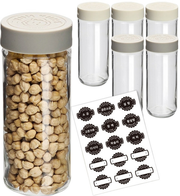 미르코리아 헥사 얌얌 실리콘뚜껑 트라이탄 양념병 세트, 1세트, 양념병 300ml(6P) + 라벨 스티커