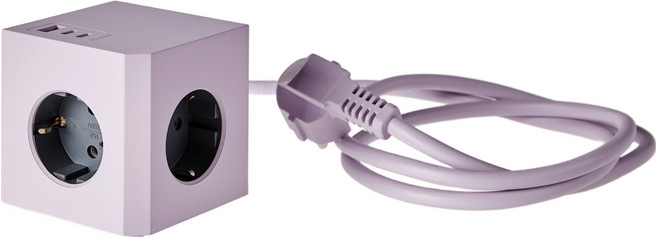 모던하우스 인테리어 1USB 2C 컬러 큐브 멀티탭 3구 E38, 1.5m, 라벤더퍼플, 1개