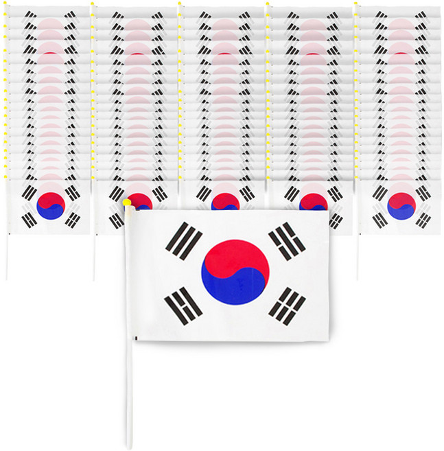 비에이비오 원단 태극기 깃대, 혼합색상, 100개