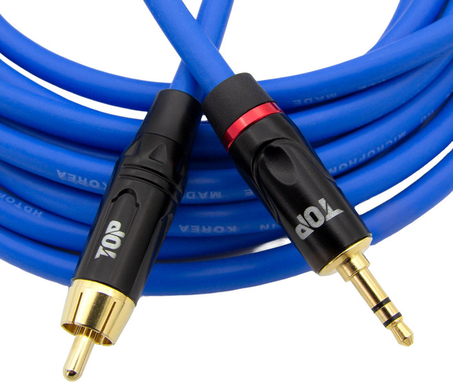 에이치디탑 RCA TO 3.5 스테레오 케이블 50m, 1개, 블루, HT-TP1628
