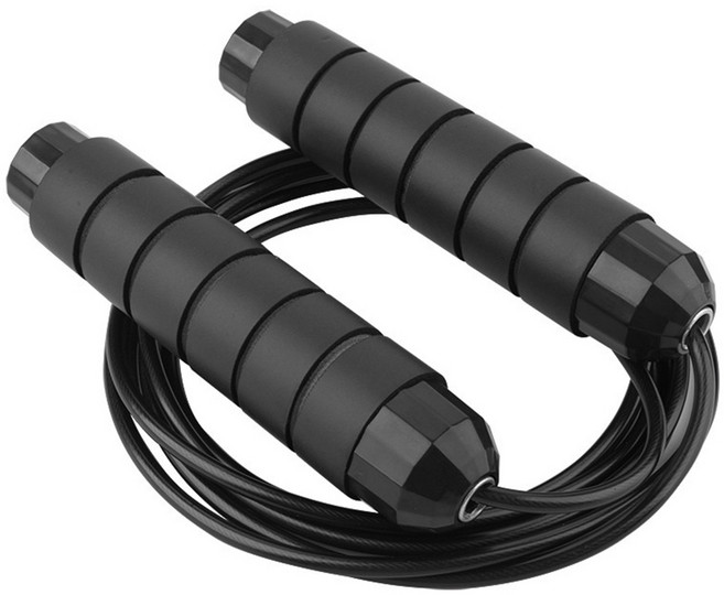 升級軸承負重可調節跳繩, 黑色, 1條