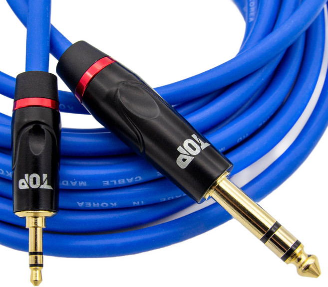 에이치디탑 3.5 to 5.5 스테레오 TRS 케이블 1m, 블루, 1개, HT-TP1226