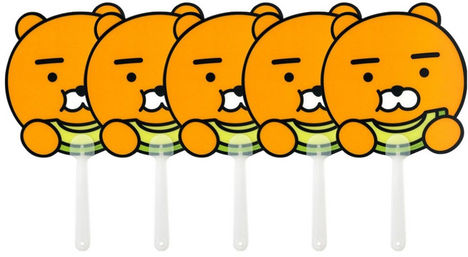카카오프렌즈 썸머 프루티 PP 부채, 라이언, 5개