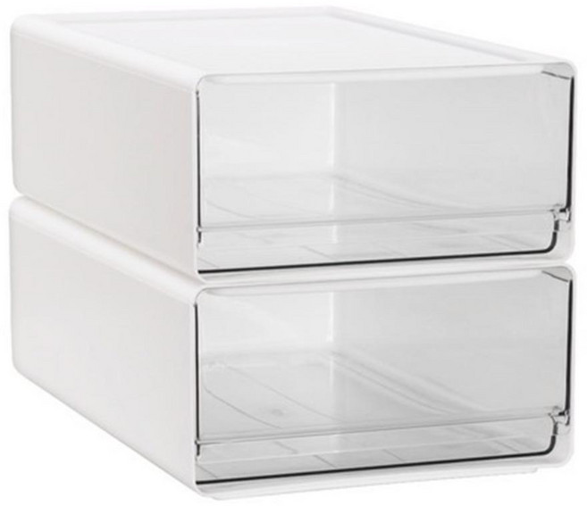 comet 家用透明抽屜多功能收納盒 中型, 白色, 2個