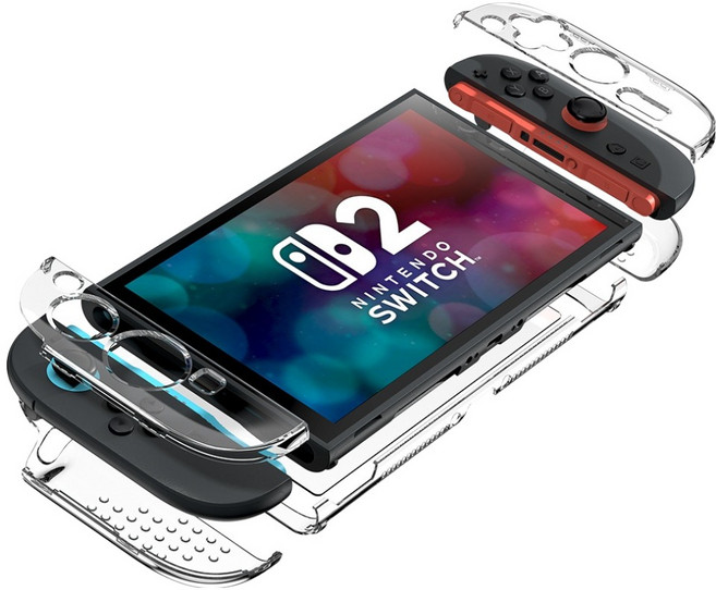 구스페리 닌텐도 스위치2 크리스탈 풀커버 하드 케이스 세트, 투명, 1세트