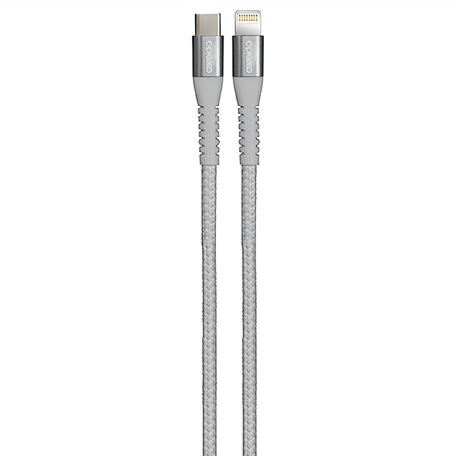 OWEIDA 歐威達 Type-C-Lightning快充編織漁網線, 銀白色, 150cm, 1條