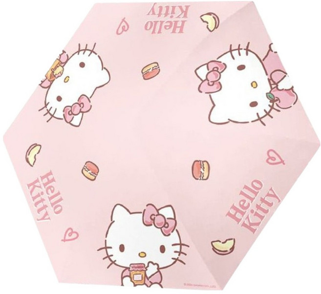 산리오 여아용 헬로키티 피규어 손잡이 양우산 5단