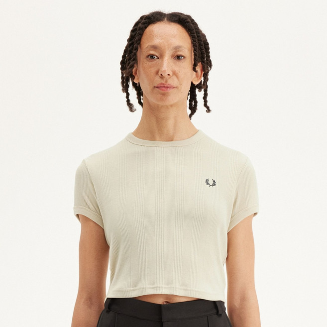 FRED PERRY 女款短版羅紋短袖T恤 G9168