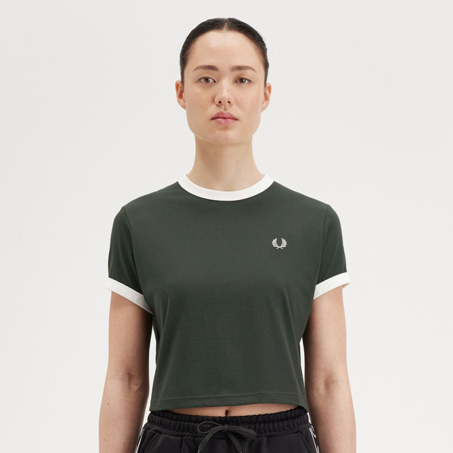FRED PERRY 女款短版滾邊短袖T恤 G9163