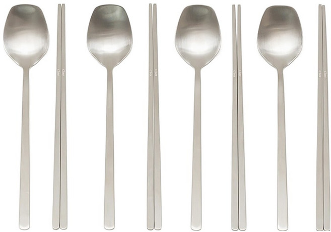 메종오브제 시에르 딜라잇 커트러리 샤틴 4인 수저세트, 실버, 숟가락 + 젓가락, 4세트
