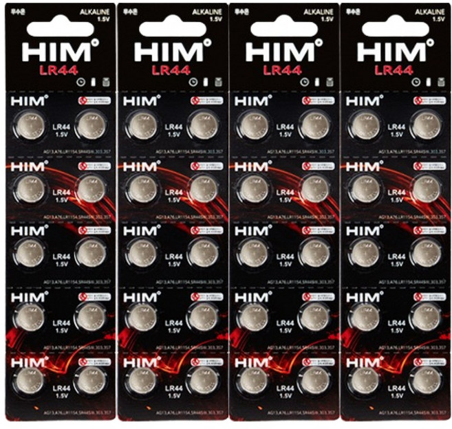 힘 알카라인 코인건전지 LR44, 10개입, 4개