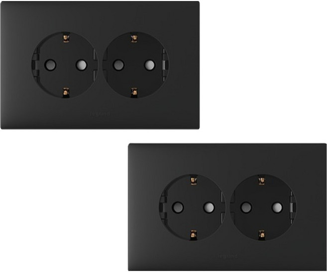 르그랑 아펠라 블랙 Simple 가로형 2구 매입 콘센트, 2개