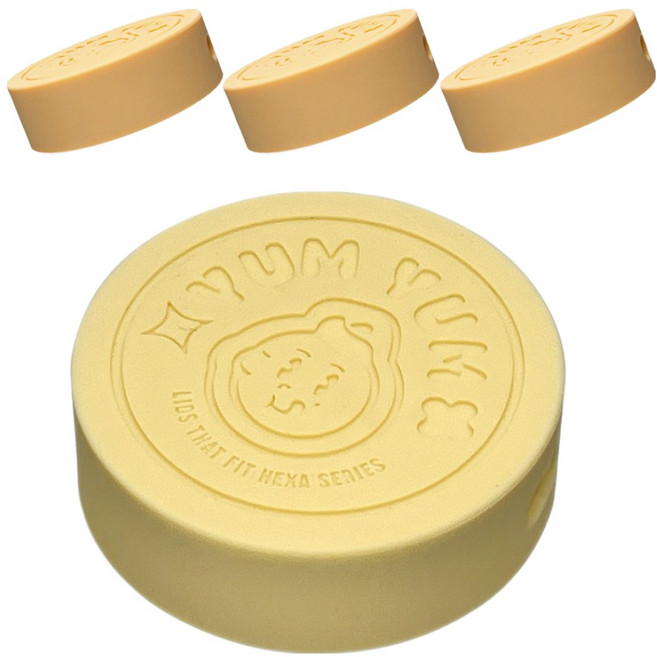 미르코리아 실리콘 헥사 얌얌 유리병 뚜껑 58mm, 옐로우, 4개