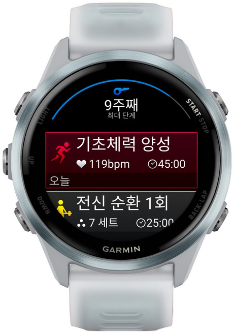 가민 포러너 570 러닝 GPS 스마트워치 42mm, 화이트스톤 + 클라우드 블루, 3.04cm, GPS + 블루투스