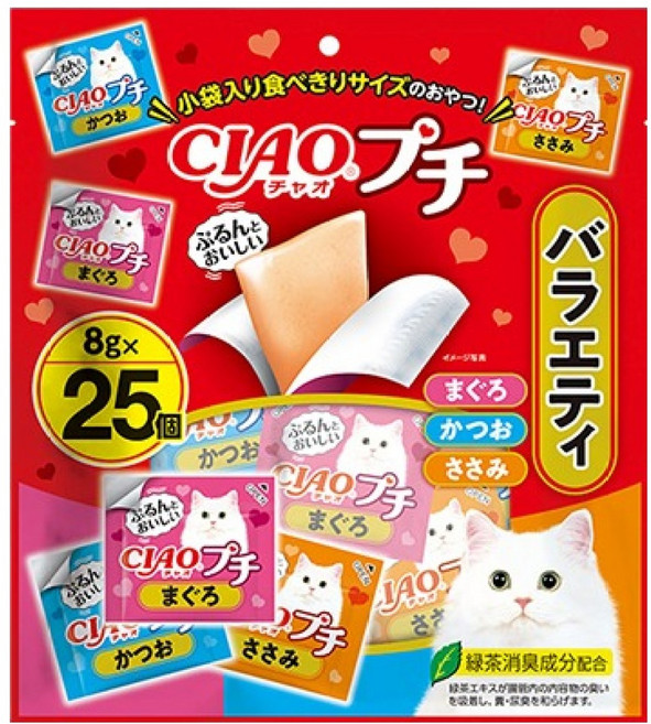 챠오츄르 고양이 CIAO 쁘띠 버라이어티 간식 25p, 200g, 1개, 혼합맛(참치/가다랑어/닭가슴살)
