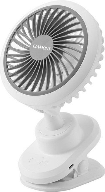 리아몬트 유모차 집게 거치대 클립형 휴대용 자동회전 선풍기, 화이트, 1개