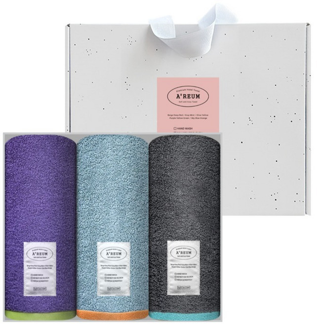 송월타월 아름 호텔수건 180g 40수 코마사 3p 크라프트 선물세트, 랜덤발송, 1세트