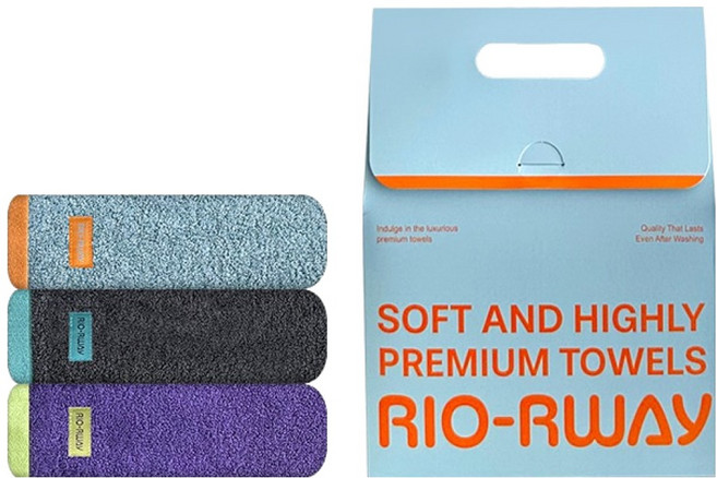 송월타월 리오르웨이 호텔 타워 180g 40수 코마사 3p 기프트 세트, 랜덤발송, 1세트