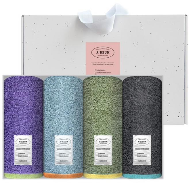 송월타월 아름 호텔수건 180g 40수 코마사 4p 크라프트 선물세트, 랜덤발송, 1세트