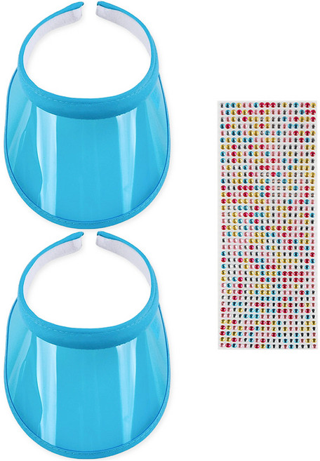 유니아트 PVC 썬캡 2p + 스티커 꾸미기 세트, 하늘, 1세트