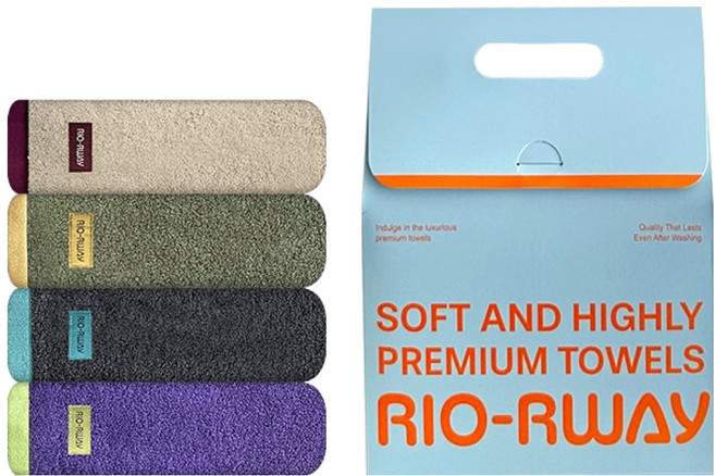 송월타월 리오르웨이 호텔 타워 180g 40수 코마사 4p 기프트 세트, 랜덤발송, 1세트