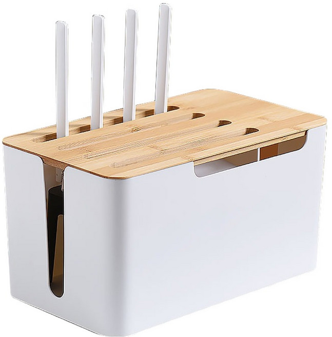 소하임 우드 커버 공유기 전선 정리함 특대형, 1개, 화이트
