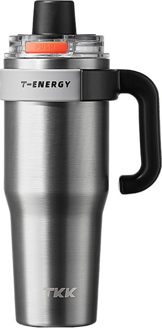 TKK T-One 彈蓋冰壩杯 運動隨身杯 握把式 保冰/保溫 316不鏽鋼/陶瓷噴塗 直飲 + 吸管, 冰川銀, 1.2L, 1個