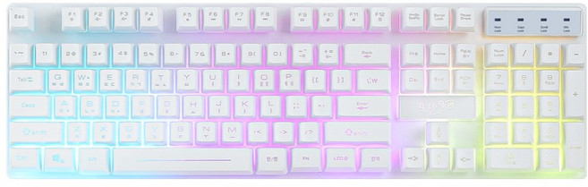 지클릭커 G3 Plus 레인보우 LED 유선 일반형 키보드, 화이트, G-CLICKER Rainbow LED G3-PLUS 104, 제조사축