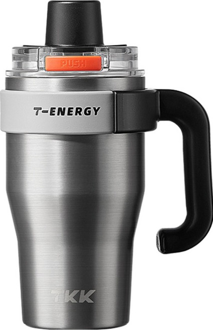 TKK T-One 彈蓋冰壩杯 運動隨身杯 握把式 保冰/保溫 316不鏽鋼/陶瓷噴塗 直飲 + 吸管, 冰川銀, 800ml, 1個
