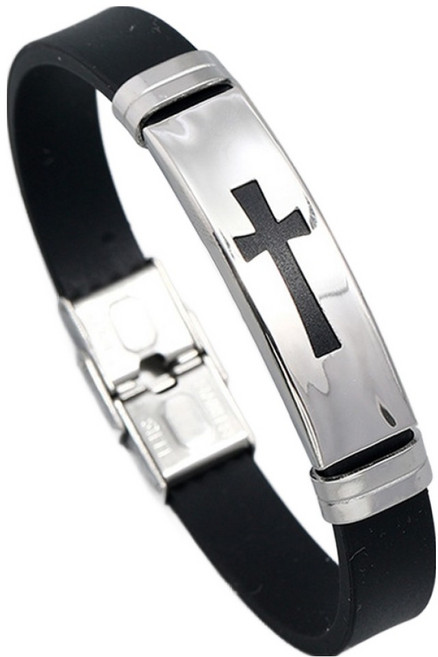 지피코 스테인리스 기독교 십자가 팔찌, 혼합색상, 1개