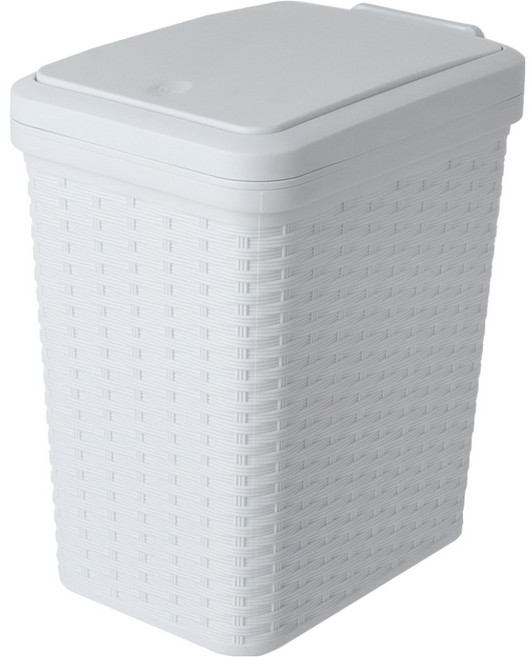 이와이엔스토리 데이젤 원터치 베이직 휴지통 8L, 화이트