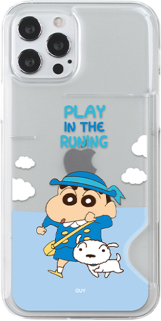 코쿼드 짱구 플레이 반투명 카드 슬림 휴대폰 케이스