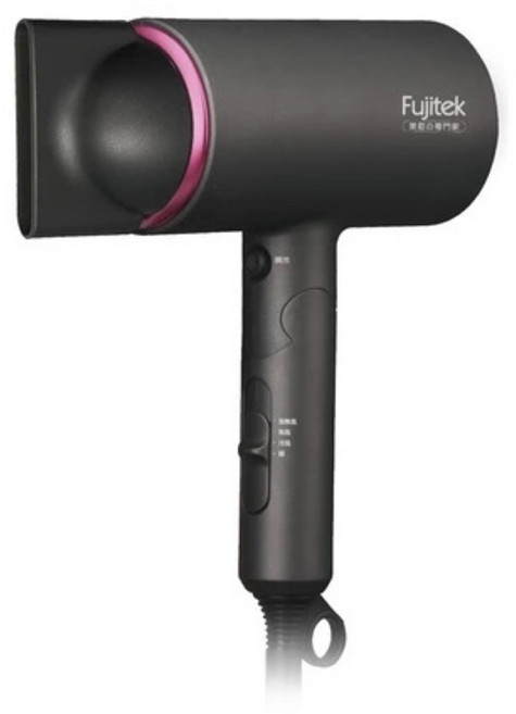 Fujitek 富士電通 負氧離子旋風渦流吹風機, FTB-HD100, 灰黑色