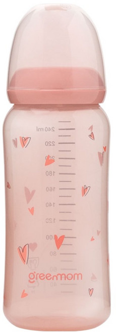 그린맘 컬러 PP 슬림 노꼭지젖병, 1개, 240ml, 하트