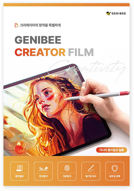 지니비 3A 초복굴절 초저반사 비침방지 태블릿PC 종이질감필름 세트, 투명, 1세트