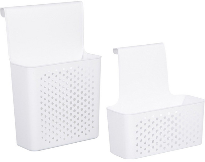메오 홈 주방 다용도 캐비닛 도어걸이 바구니 2종 세트, 화이트, 1세트