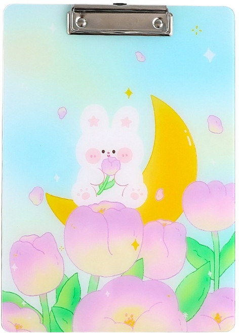 머니풀 귀여운 동물친구들 아크릴 방수 A4 클립보드, 옐로우 + 퍼플, 1개