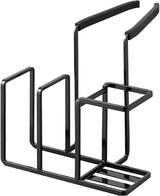 메오 3IN1 싱크대 스펀지 수세미 세척솔 수전 걸이랙, 블랙, 1개