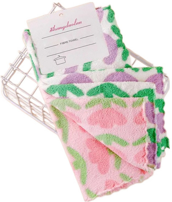 더자카 주방용 플로랄 행주 4종 세트 D타입, 1세트