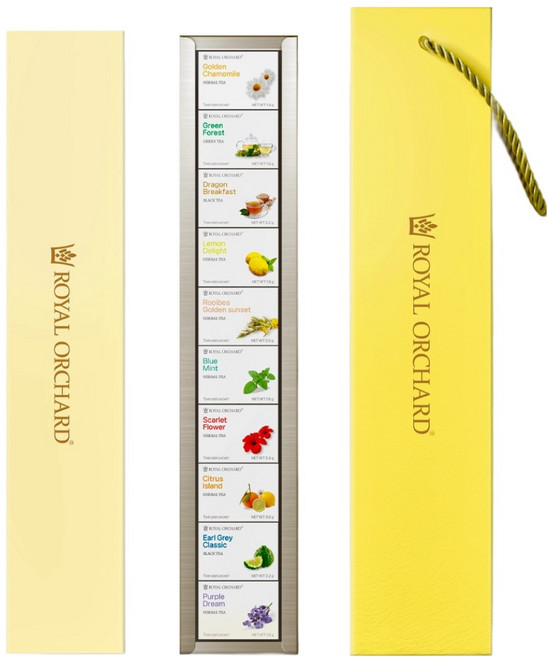 로얄오차드 버라이어티 10 차 티백 선물세트 + 쇼핑백, 1세트, 티백 10종 + 쇼핑백