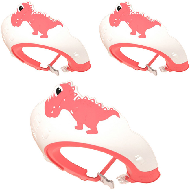 小麥購物 兒童護耳洗髮帽 恐龍款 Y518 62g, 復古紅, 3個