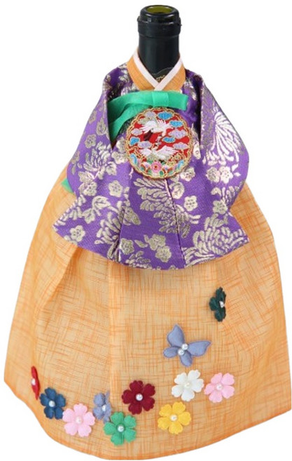 해피툴 궁중한복 꽃과 나비 치마 와인커버, 오렌지, 1개