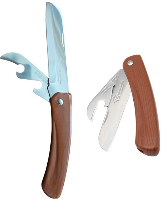 키친하우스 휴대용 캠핑용 피크닉 다용도 캔오프너 쌍접과도, 브라운, 2개