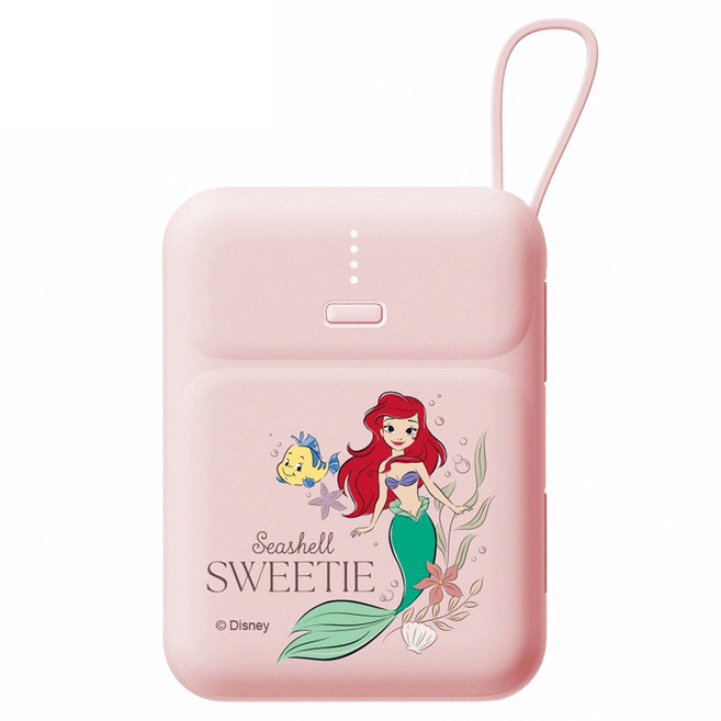Disney 迪士尼 PD快充 雙線Q寶行動電源 10000mAh, PDN-005B, 小美人魚 粉色